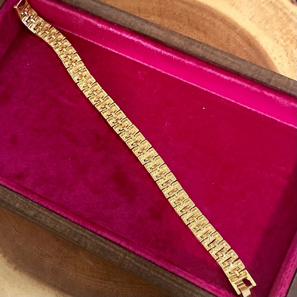 Tri Tone Watchband Style Geometric Diamond Cut 18k Gold Filled NWOT Stackable - Picture 5 of 9